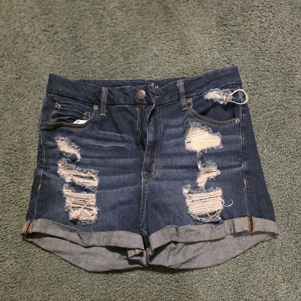 Aeropostale Dark Blue Distressed Denim Shorts